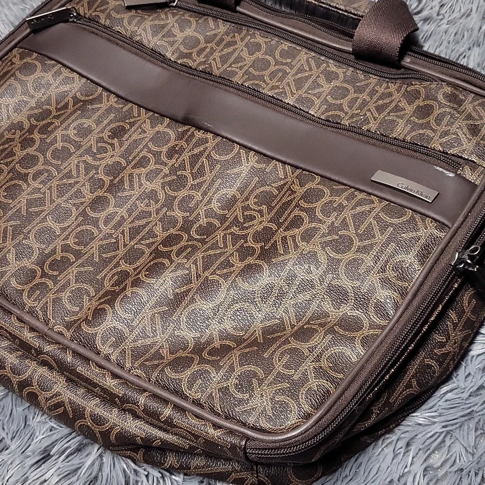 Calvin Klein Dark Brown Monogram Briefcase